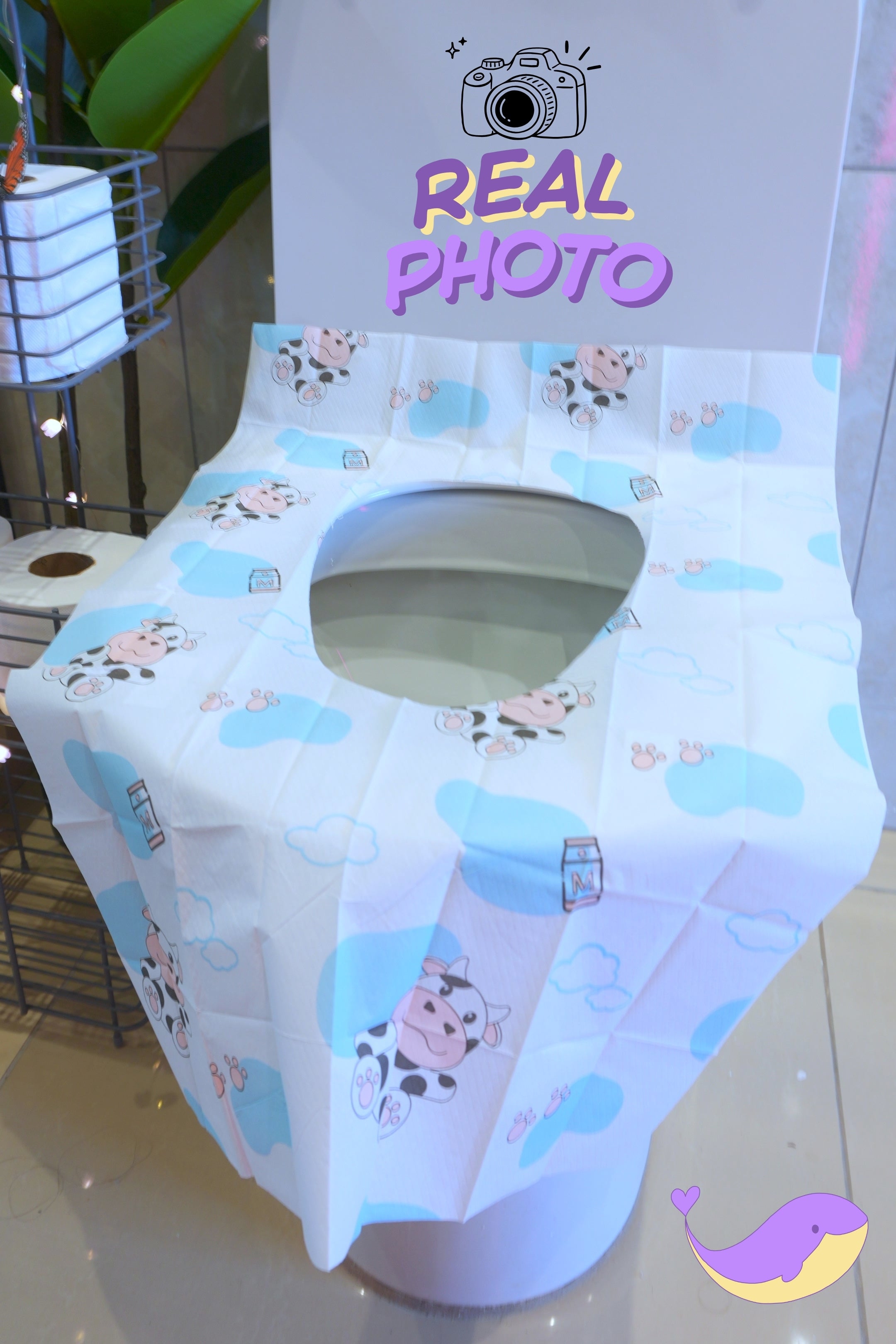 Disposable Toilet Seat Covers Individually Wrapped 5-pack (Cow design)